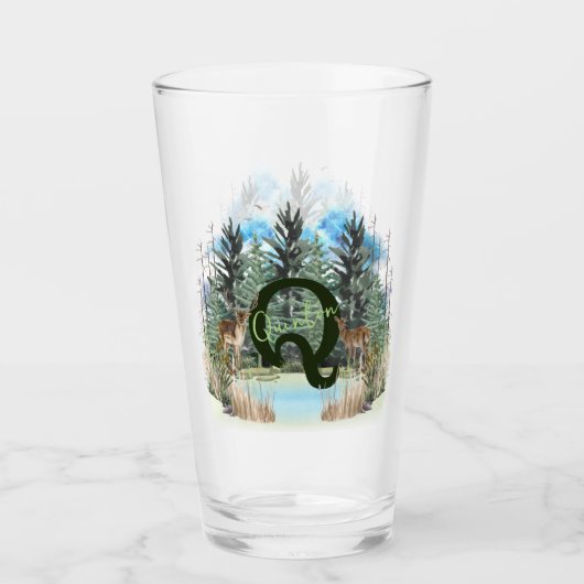 Waterverf Herten gepersonaliseerd Monogram Letter Glas (Voorkant)