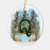 Waterverf Herten gepersonaliseerd Monogram Letter Keramisch Ornament (Links)