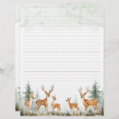 Waterverf herten in met bos bekleed briefpapier (Voorkant / Achterkant)