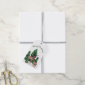 Waterverf Herten Kerstmis Cadeaulabel (Met Touw)