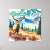 Waterverf herten met gewei canvas afdruk (Voorkant)