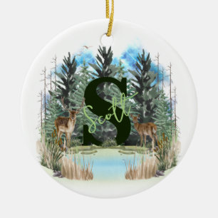 Waterverf Herten Persoonlijk Monogram Letter S Keramisch Ornament