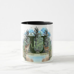 Waterverf Herten Persoonlijk Monogram Letter U Mok