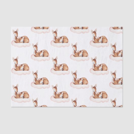 Waterverf Herten Roze Wolk Tissuepapier (Voorkant)