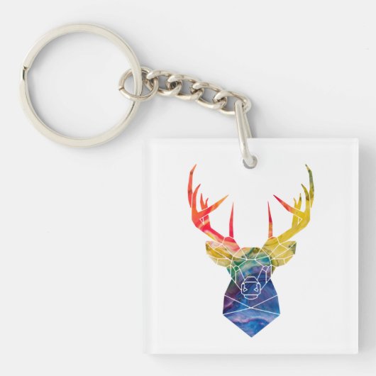 Waterverf herten sleutelhanger (voorkant)