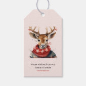  Waterverf & Herten. vrolijk kerstfeest Cadeaulabel (Voorkant)