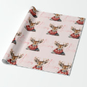 Waterverf & Herten. vrolijk kerstfeest Cadeaupapier (Uitgerold)