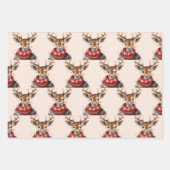  Waterverf & Herten. vrolijk kerstfeest Inpakpapier Vel (Voorkant 3)