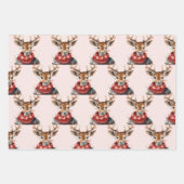  Waterverf & Herten. vrolijk kerstfeest Inpakpapier Vel (Voorkant)