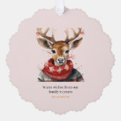  Waterverf & Herten. vrolijk kerstfeest Ornament Kaart (Voorkant)