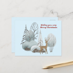Waterverf herten wensen u een heel vrolijk kerstfe briefkaart