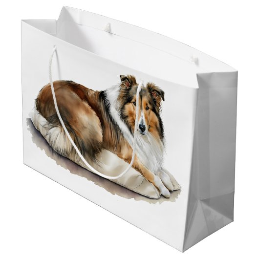 Waterverf Het Schilderen Ruwe Collies Groot Cadeauzakje (Achterkant Gekanteld)