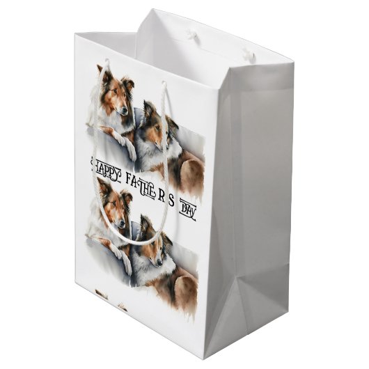 Waterverf Het Schilderen Ruwe Collies Medium Cadeauzakje (Achterkant Gekanteld)