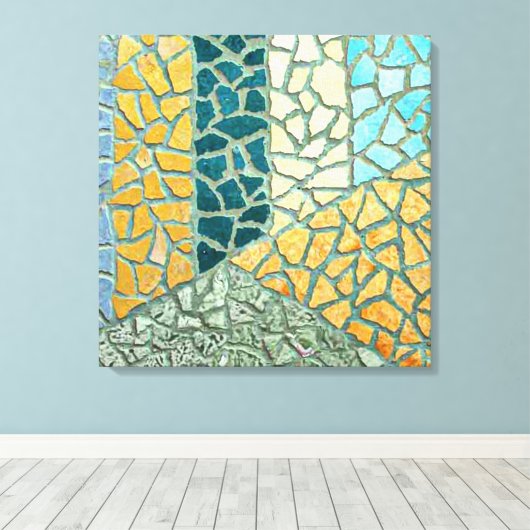 Waterverf Het Schilderen Stone Mosaic + uw ideeën Canvas Afdruk (Insitu (Houten vloer))