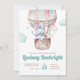 Waterverf Hete Luchtballon Baby shower Invitation Kaart