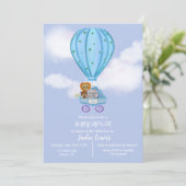 Waterverf Hete Luchtballon Baby shower Jongen Kaart (Staand voorkant)