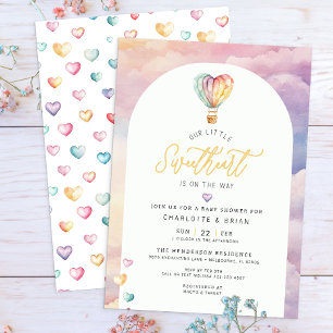 Waterverf Hete Luchtballon Baby shower Uitnodigen Kaart