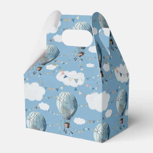 Waterverf Hete Luchtballon Blauw // Bedankdoosjes (Achterkant)