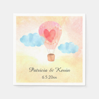 Waterverf Hete Luchtballon Bruiloft Servetten