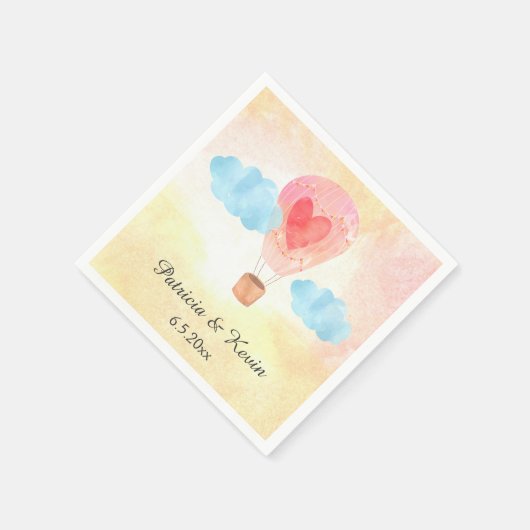 Waterverf Hete Luchtballon Bruiloft Servetten (Hoek)