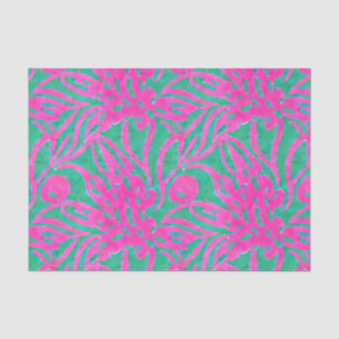 Waterverf Hete roze Aqua Oversize Damask Geïnspire Tissuepapier