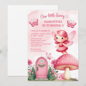 Waterverf hete roze feeëntuin feest meisje kaart (Voorkant / Achterkant)