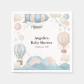 Waterverf heteluchtballon Baby shower servetten (Voorkant)