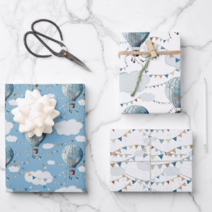 Waterverf heteluchtballon // inpakpapier vel