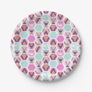 Waterverf Hexagon Patroon Papieren Bordje
