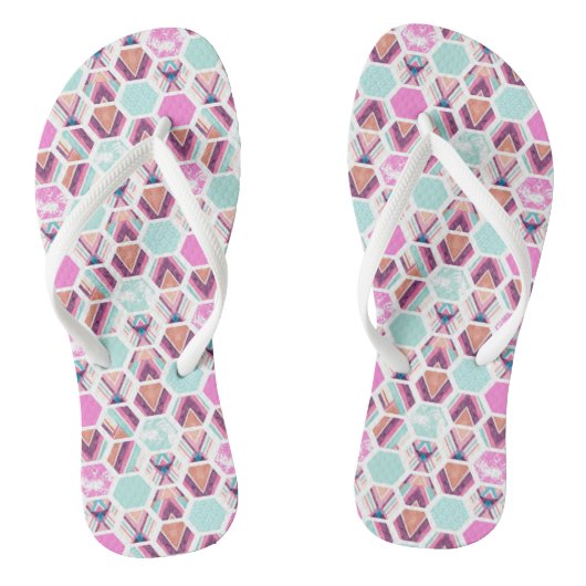Waterverf Hexagon Patroon Teenslippers (Voetbed)