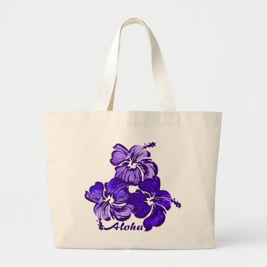 Waterverf Hibiscus Beach zak Grote Tote Bag (Voorkant)
