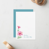 Waterverf Hibiscus Dank u wel Notitiekaartje (Voorkant / Achterkant in situ)