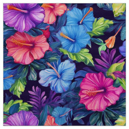 Waterverf Hibiscus (Dark IV) Stof