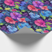 Waterverf Hibiscus (Dark IV) Wrapping Paper Roll Cadeaupapier (Hoek)