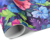 Waterverf Hibiscus (Dark IV) Wrapping Paper Roll Cadeaupapier (Rol Hoek)