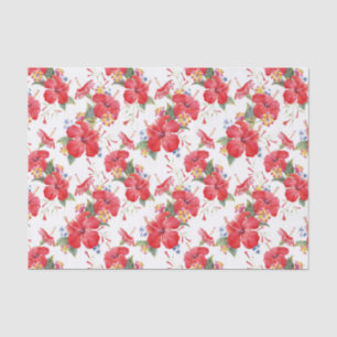 Waterverf Hibiscus en Lantana Floral Pattern Tissuepapier