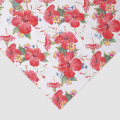 Waterverf Hibiscus en Lantana Floral Pattern Tissuepapier (Detail)
