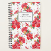 Waterverf Hibiscus en Lantana Patroon Custom Planner (Voorkant)