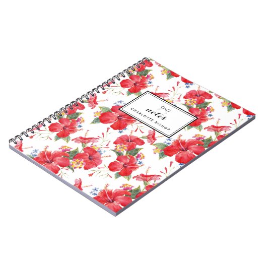 Waterverf Hibiscus en Lantana Pattern Notitieboek (Linkerzijde)