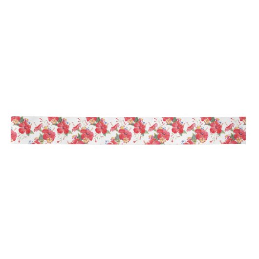 Waterverf Hibiscus en Lantana Tropical Pattern Lint (Voorkant)