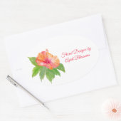 Waterverf Hibiscus Florist Ovale Sticker (Envelop)