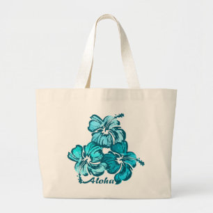 Waterverf Hibiscus Hawaiian Tropisch Grote Tote Bag