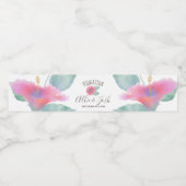Waterverf Hibiscus Maui Wedding Waterfles Etiket (Enkel label)