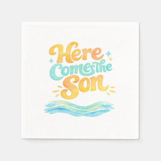 Waterverf Hier Komt de Zoon Baby Shower Servetten