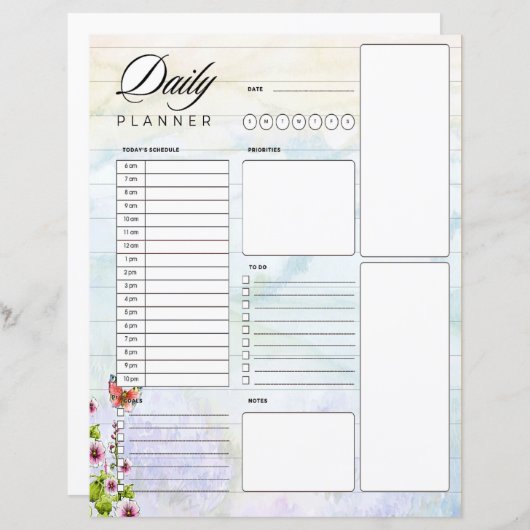 Waterverf Hills and Wildflower Daily Planner (Voorkant / Achterkant)