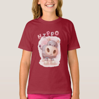 waterverf-hippo-poster-merchandising t-shirt