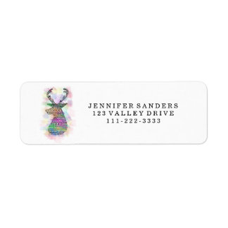 WATERVERF HIPSTER TRIBAL DEER PRINT ETIKET