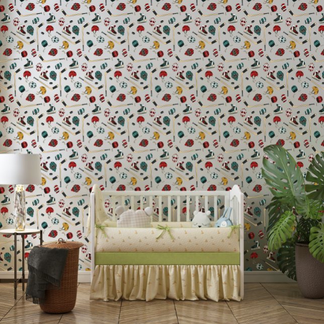 Waterverf Hockey Kinder kamer wallpaper Behang (Creator heeft geüpload)