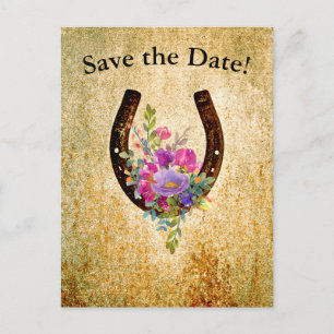Waterverf hoefijzer gepersonaliseerd Save the Date Feestdagenkaart