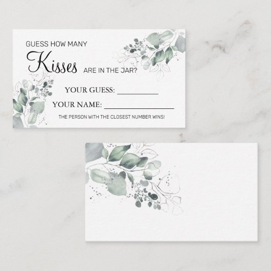 Waterverf Hoeveel kisses Vrijgezellenfeest kaart s Plaatskaartje (Voorkant / Achterkant)